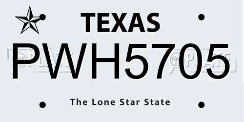PWH5705 Texas License Plate
