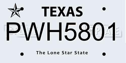 PWH5801 Texas License Plate