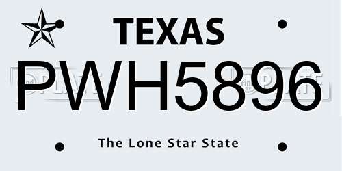 PWH5896 Texas License Plate