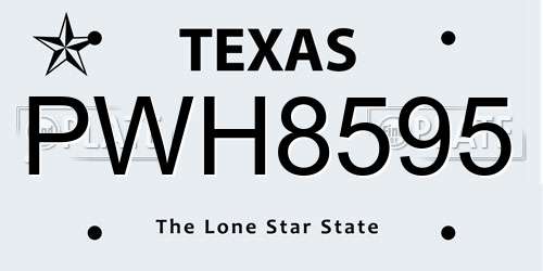 PWH8595 Texas License Plate