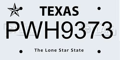 PWH9373 Texas License Plate