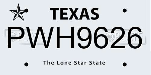 PWH9626 Texas License Plate