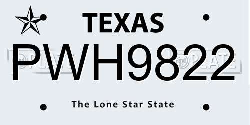 PWH9822 Texas License Plate