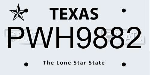 PWH9882 Texas License Plate