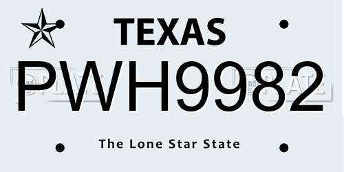 PWH9982 Texas License Plate