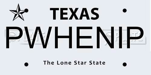 PWHENIP Texas License Plate