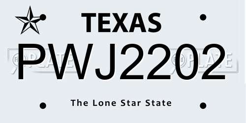 PWJ2202 Texas License Plate