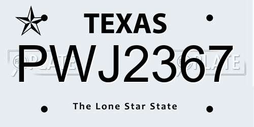 PWJ2367 Texas License Plate