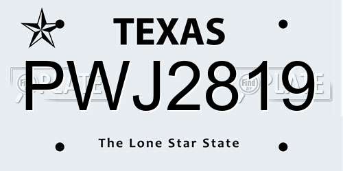 PWJ2819 Texas License Plate