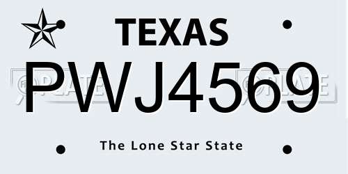 PWJ4569 Texas License Plate