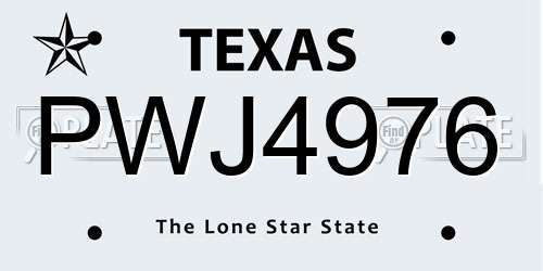 PWJ4976 Texas License Plate
