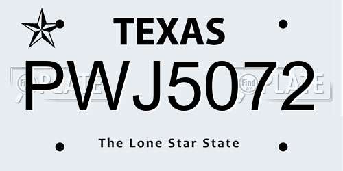 PWJ5072 Texas License Plate
