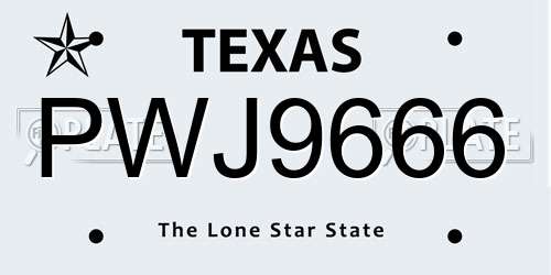 PWJ9666 Texas License Plate
