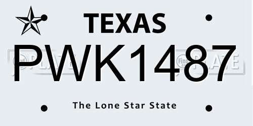 PWK1487 Texas License Plate