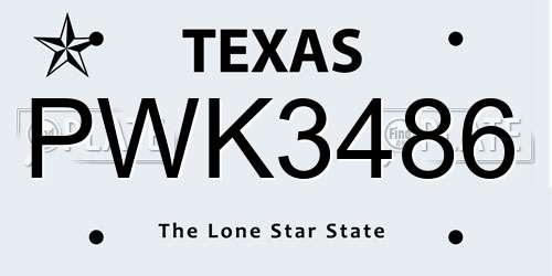 PWK3486 Texas License Plate