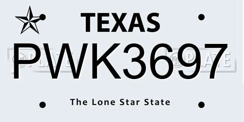 PWK3697 Texas License Plate