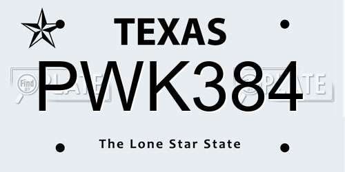 PWK384 Texas License Plate