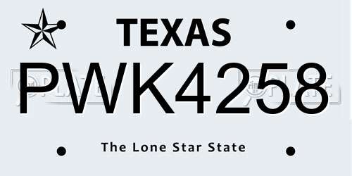 PWK4258 Texas License Plate