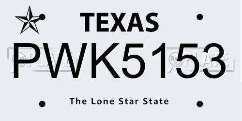 PWK5153 Texas License Plate