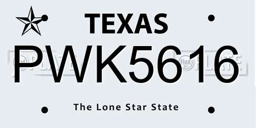 PWK5616 Texas License Plate