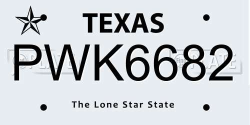 PWK6682 Texas License Plate
