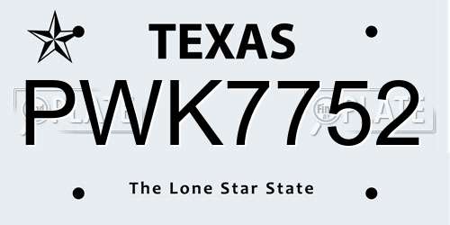 PWK7752 Texas License Plate