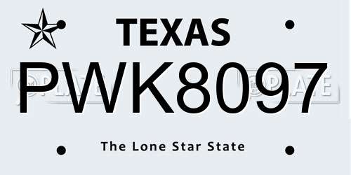 PWK8097 Texas License Plate