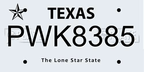 PWK8385 Texas License Plate