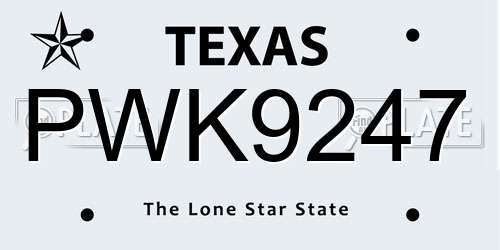 PWK9247 Texas License Plate