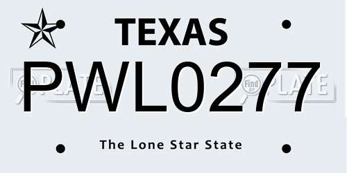 PWL0277 Texas License Plate