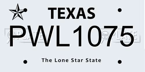 PWL1075 Texas License Plate