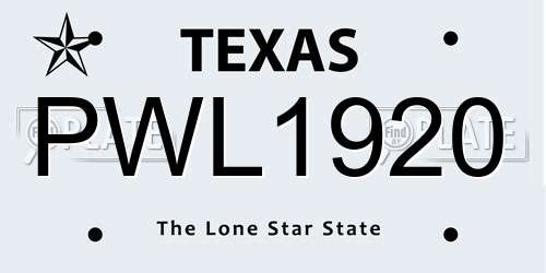 PWL1920 Texas License Plate