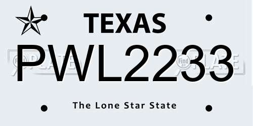PWL2233 Texas License Plate