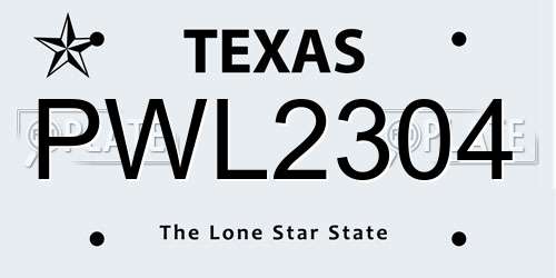 PWL2304 Texas License Plate