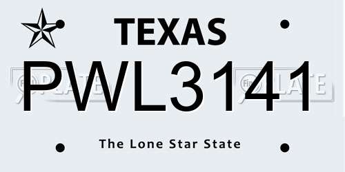 PWL3141 Texas License Plate