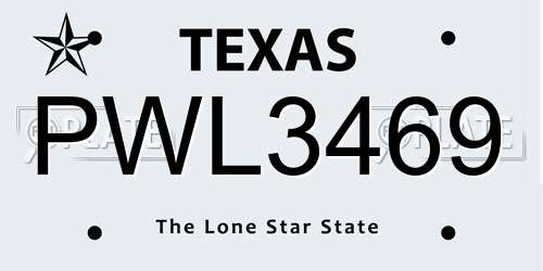 PWL3469 Texas License Plate