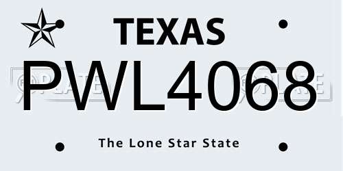 PWL4068 Texas License Plate