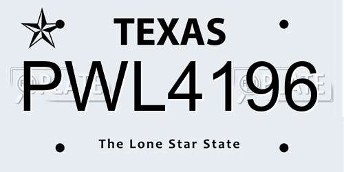 PWL4196 Texas License Plate