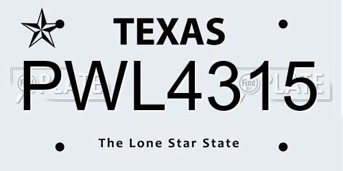 PWL4315 Texas License Plate