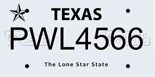 PWL4566 Texas License Plate