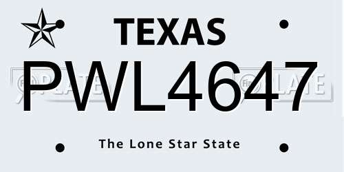 PWL4647 Texas License Plate