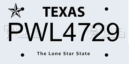 PWL4729 Texas License Plate