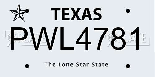 PWL4781 Texas License Plate