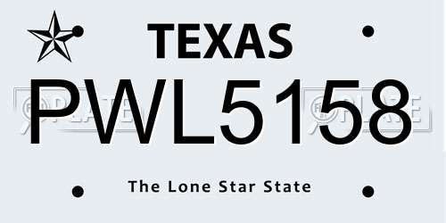 PWL5158 Texas License Plate