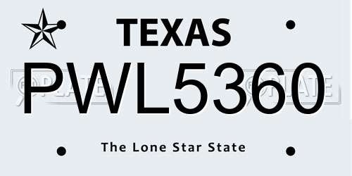 PWL5360 Texas License Plate