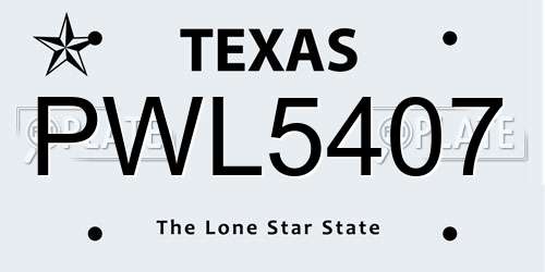 PWL5407 Texas License Plate