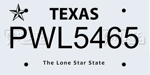 PWL5465 Texas License Plate
