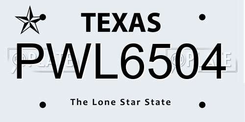 PWL6504 Texas License Plate
