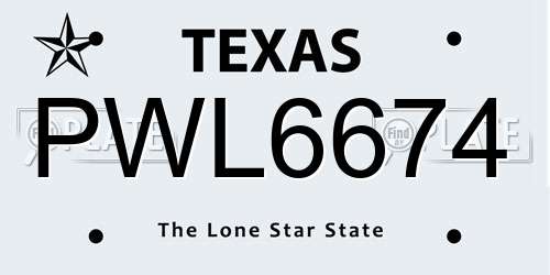PWL6674 Texas License Plate
