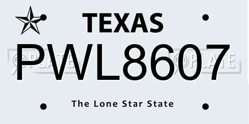 PWL8607 Texas License Plate